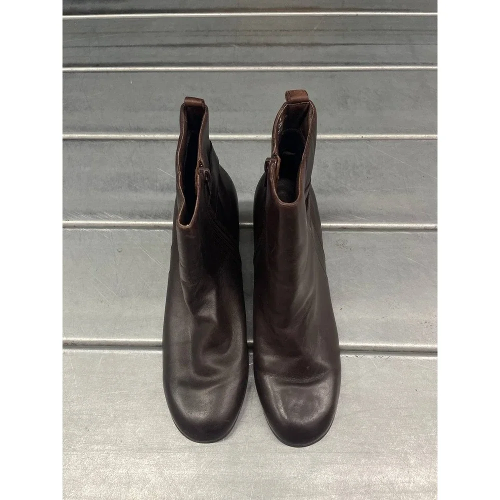 Spring Step Ankle Boots Womens‎ 9.5 Brown Leather Bootie Side Zip